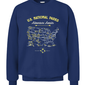 62 National Parks Map Gifts US Park Vintage Camping Hiking T Shirt All 62 National Parks Co CACS navy front.jpg