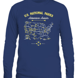 62 National Parks Map Gifts US Park Vintage Camping Hiking T Shirt All 62 National Parks Co CALS navy front.jpg