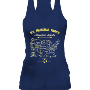 62 National Parks Map Gifts US Park Vintage Camping Hiking T Shirt All 62 National Parks Co CAWT navy front.jpg