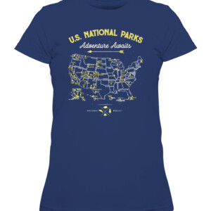 62 National Parks Map Gifts US Park Vintage Camping Hiking T Shirt All 62 National Parks Co CAWTS navy front.jpg