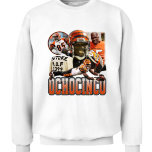 Chad Johnson OCHOCINCO SHIRT Tee Higgins Cincinnati Bengals CACS white front.jpg