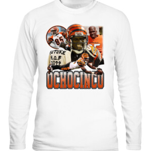Chad Johnson OCHOCINCO SHIRT Tee Higgins Cincinnati Bengals CALS white front.jpg