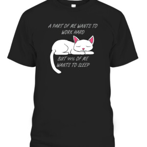 Lazy Cat Funny Kitty Work Office Excuse T Shirt Cute Lazy Tired Working Cats CABT black front.jpg