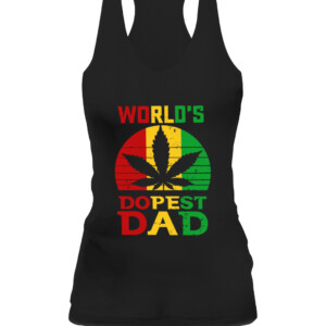 Weed World's Dopest Dad T Shirt Funny Leaf Fashion Shirt CAWT black front.jpg