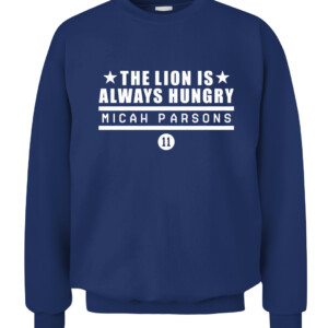 THE LION IS ALWAYS HUNGRY SHIRT MICAH PARSONS Dallas Cowboys CACS navy front.jpg