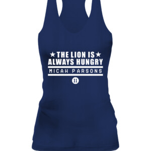 THE LION IS ALWAYS HUNGRY SHIRT MICAH PARSONS Dallas Cowboys CAWT navy front.jpg