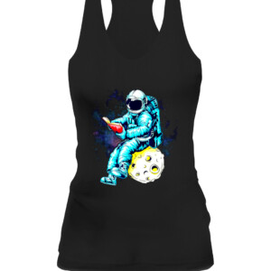 Astronaut Reading Book in Space T Shirt CAWT black front.jpg