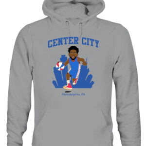 CENTER CITY PHILADELPHIA SHIRT Joel Embiid Philadelphia 76ers CAUH sport grey front.jpg