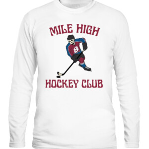 MILE HIGH HOCKEY CLUB SHIRT Skelton #8 Colorado Avalanche Cale Makar CALS white front.jpg