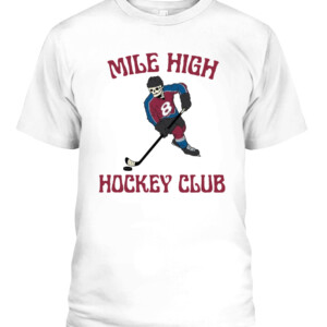 MILE HIGH HOCKEY CLUB SHIRT Skelton #8 Colorado Avalanche Cale Makar CAPT white front.jpg