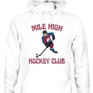 MILE HIGH HOCKEY CLUB SHIRT Skelton #8 Colorado Avalanche Cale Makar CAUH white front.jpg