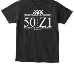 50 Years of Kawasaki 71 Motorcycles Anniversary T Shirt APKT black front.jpg