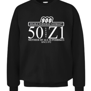 50 Years of Kawasaki 71 Motorcycles Anniversary T Shirt CACS black front.jpg