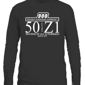 50 Years of Kawasaki 71 Motorcycles Anniversary T Shirt CALS black front.jpg