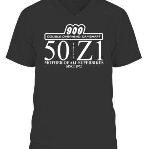 50 Years of Kawasaki 71 Motorcycles Anniversary T Shirt CAVN black front.jpg