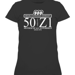 50 Years of Kawasaki 71 Motorcycles Anniversary T Shirt CAWTS black front.jpg
