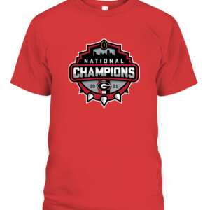 Georgia Bulldogs College Football Playoff 2021 National Champions Official Logo Shirt CABT red front.jpg