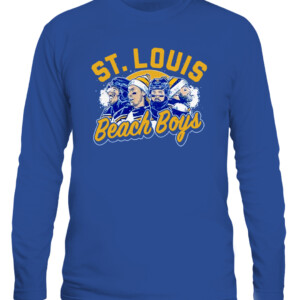 ST. LOUIS BEACH BOYS SHIRT Jordan Binnington Ryan O'Reilly Pavel Buchnevich Vladimir Tarasenko St. Louis Blues CALS royal front.jpg