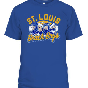 ST. LOUIS BEACH BOYS SHIRT Jordan Binnington Ryan O'Reilly Pavel Buchnevich Vladimir Tarasenko St. Louis Blues CAPT royal front.jpg
