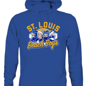 ST. LOUIS BEACH BOYS SHIRT Jordan Binnington Ryan O'Reilly Pavel Buchnevich Vladimir Tarasenko St. Louis Blues CAUH royal front.jpg