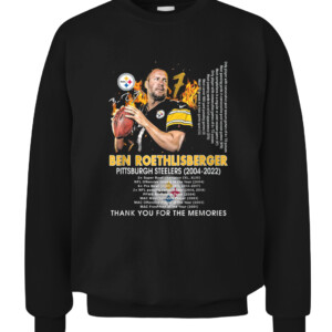 Thank You For The Memories Ben Roethlisberger 2004 2022 T Shirt Pittsburgh Steelers CACS black front.jpg