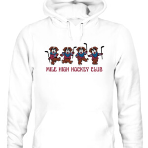 MILE HIGH HOCKEY CLUB GD SHIRT Dancing 4 Colorado Avalanche CAUH white front 1.jpg