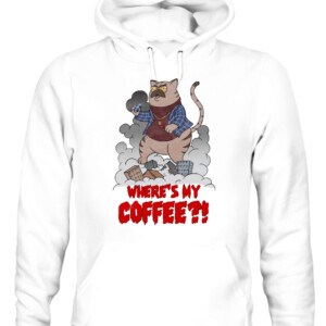 CATZILLA WHERE MY COFFEE SHIRT Big Cat Dan Katz CAUH white front.jpg