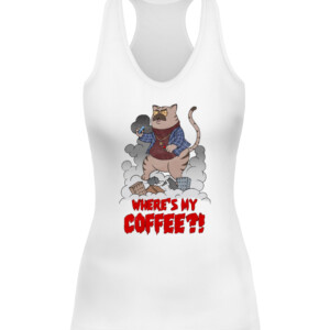 CATZILLA WHERE MY COFFEE SHIRT Big Cat Dan Katz CAWT white front.jpg