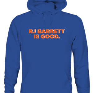RJ BARRETT IS GOOD SHIRT New York Knicks CAUH royal front.jpg