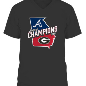 2021 State of Champions T Shirt Georgia Bulldogs Atlanta Braves CAVN black front.jpg