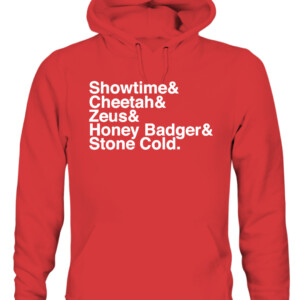 SHOWTIME & CHEETAH & ZEUS & HONEY BADGER & STONE COLD SHIRT Patrick Mahomes Tyreek Hill Travis Kelce Tyrann Mathieu Chris Jones Kansas City Chiefs CAUH red front.jpg