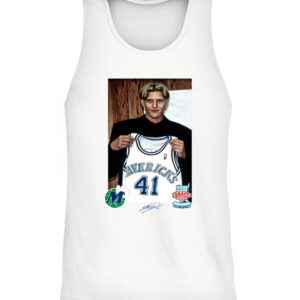 Dirk Nowitzki 1998 NBA Draft Shirt Dallas Mavericks retire Dirk Nowitzki's No. 41 in postgame ceremony #41Forever CATT white front.jpg