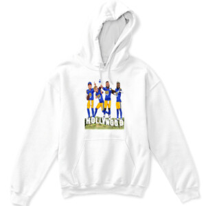 HOLLYWOOD CHAMPIONS SHIRT Odell Beckham Jr Aaron Donald Cooper Kupp Matthew Stafford Los Angeles Rams 2022 Super Bowl LVI Champions APKH white front.jpg
