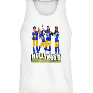 HOLLYWOOD CHAMPIONS SHIRT Odell Beckham Jr Aaron Donald Cooper Kupp Matthew Stafford Los Angeles Rams 2022 Super Bowl LVI Champions CATT white front.jpg