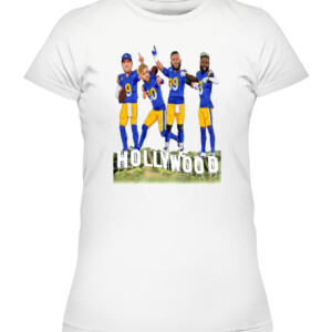 HOLLYWOOD CHAMPIONS SHIRT Odell Beckham Jr Aaron Donald Cooper Kupp Matthew Stafford Los Angeles Rams 2022 Super Bowl LVI Champions CAWTS white front.jpg