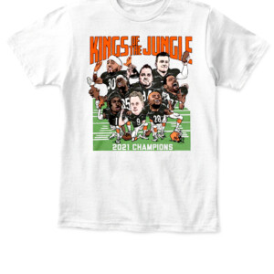 KINGS OF THE JUNGLE CARICATURES SHIRT vintage t shirt from 1988 Joe Burrow, Ja'Marr Chase, Jessie Bates III, Tee Higgins, Sam Hubbard, Joe Mixon, Evan McPherson, and C.J. Uzomah APKT white front.jpg