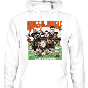 KINGS OF THE JUNGLE CARICATURES SHIRT vintage t shirt from 1988 Joe Burrow, Ja'Marr Chase, Jessie Bates III, Tee Higgins, Sam Hubbard, Joe Mixon, Evan McPherson, and C.J. Uzomah CAUH white front.jpg