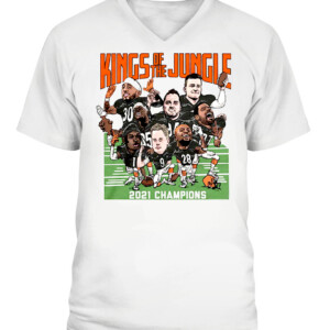 KINGS OF THE JUNGLE CARICATURES SHIRT vintage t shirt from 1988 Joe Burrow, Ja'Marr Chase, Jessie Bates III, Tee Higgins, Sam Hubbard, Joe Mixon, Evan McPherson, and C.J. Uzomah CAVN white front.jpg