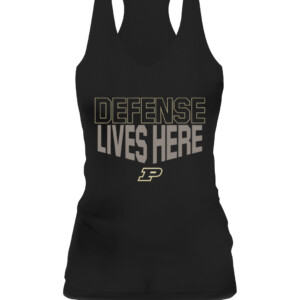 DEFENSE LIVES HERE SHIRT Purdue Boilermakers CAWT black front.jpg
