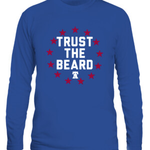 TRUST THE BEARD SHIRT James Harden Philadelphia 76ers Sixers CALS royal front.jpg