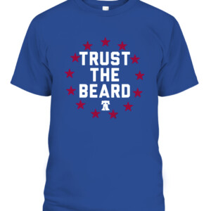 TRUST THE BEARD SHIRT James Harden Philadelphia 76ers Sixers CAPT royal front.jpg