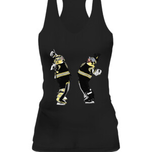 GOALIE HUG SHIRT Linus Ullmark And Jeremy Swayman Boston Bruins CAWT black front.jpg