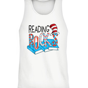 Reading Rocks Book Teacher Red White Stripe Students Kids T Shirt CATT white front.jpg
