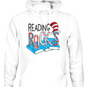 Reading Rocks Book Teacher Red White Stripe Students Kids T Shirt CAUH white front.jpg