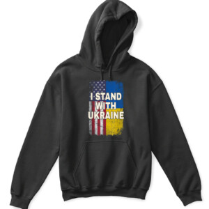 I Stand With Ukraine Support UKRAINE Ukrainian American Flag T Shirt APKH black front.jpg