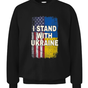 I Stand With Ukraine Support UKRAINE Ukrainian American Flag T Shirt CACS black front.jpg