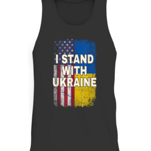 I Stand With Ukraine Support UKRAINE Ukrainian American Flag T Shirt CATT black front.jpg
