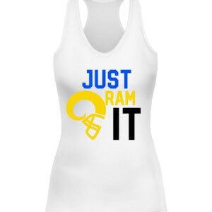 Just Ram It T Shirt Los Angeles Rams 2022 Super Bowl LVI Champions CAWT white front.jpg