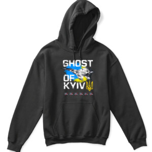 GHOST OF KYIV Ukraine fighter jet T Shirt APKH black front.jpg