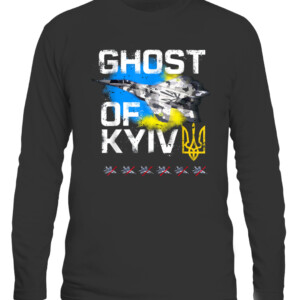 GHOST OF KYIV Ukraine fighter jet T Shirt CALS black front.jpg